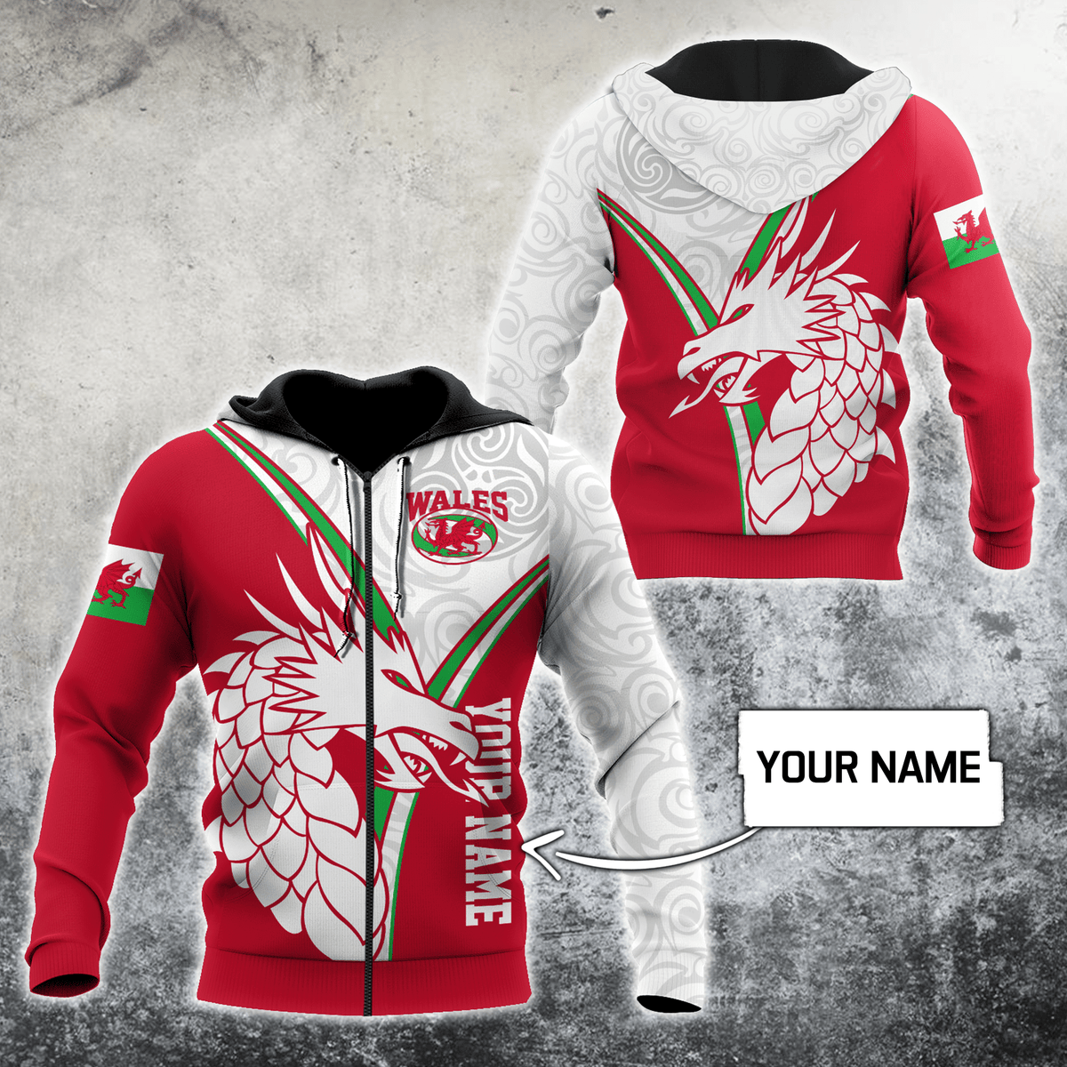 Premium Custom 3D Printed Wales Dragon Hoodie - Wonder Print Shop