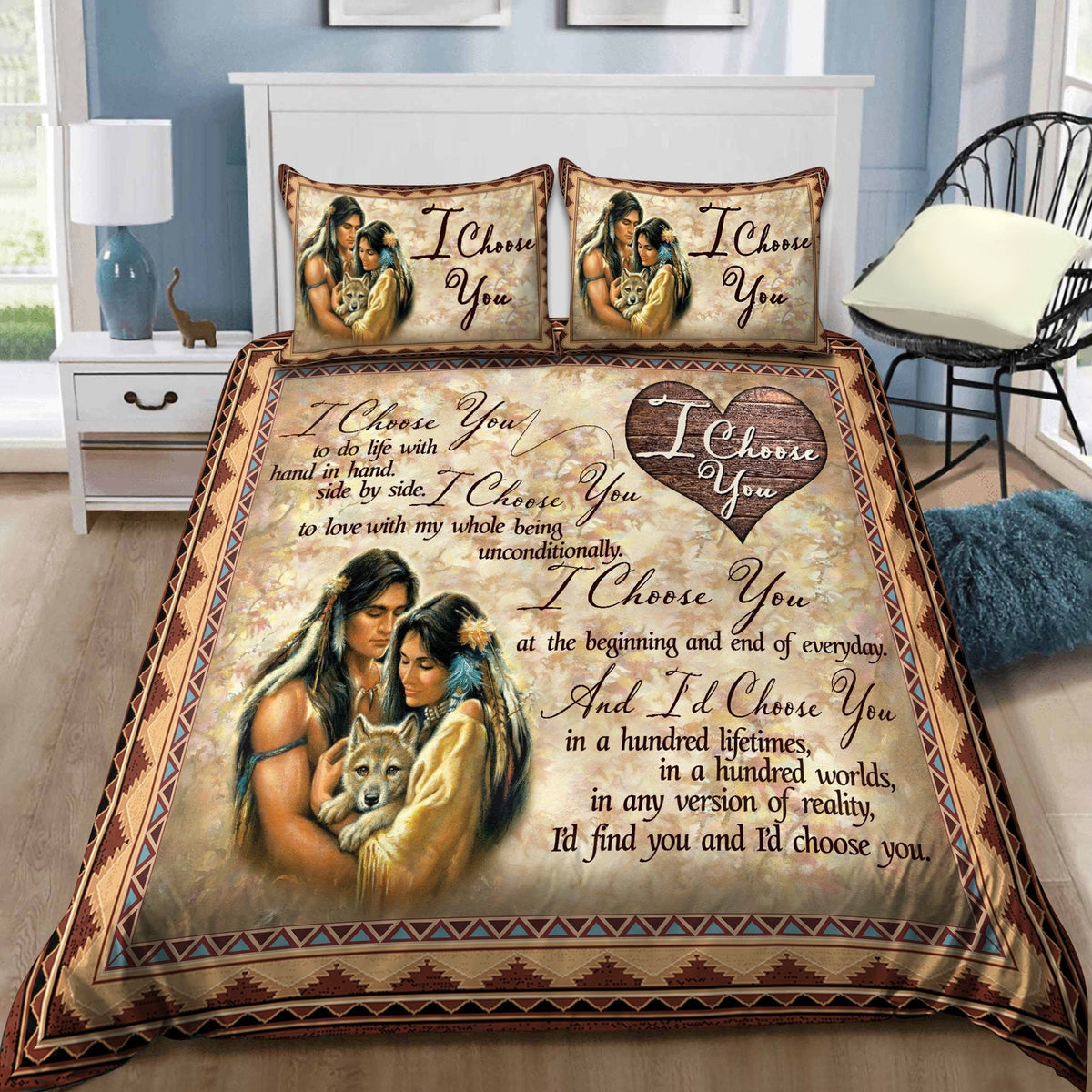 Native American Couple Native America All Over Printed Bedding Set - Wonder Print Shop