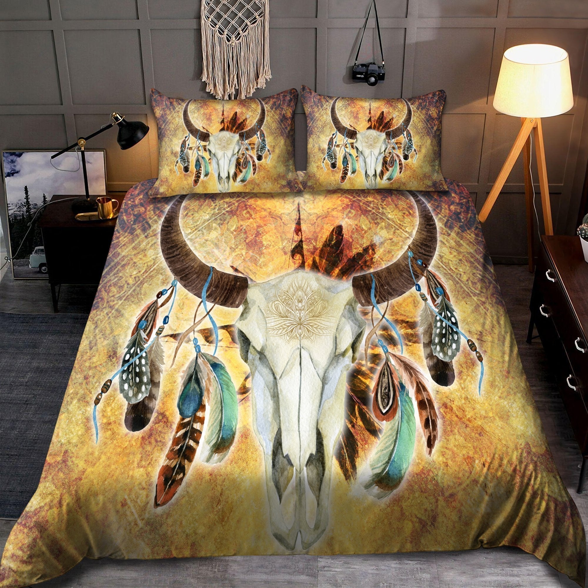 beautiful-mandala-bull-skull-feather-native-american-all-over-printed-bedding-set