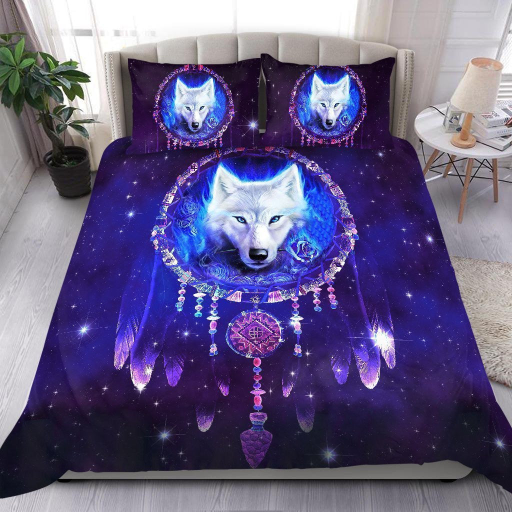 Native American White Wolf Dream Catcher Native America All Over Printed Bedding Set - Wonder Print Shop