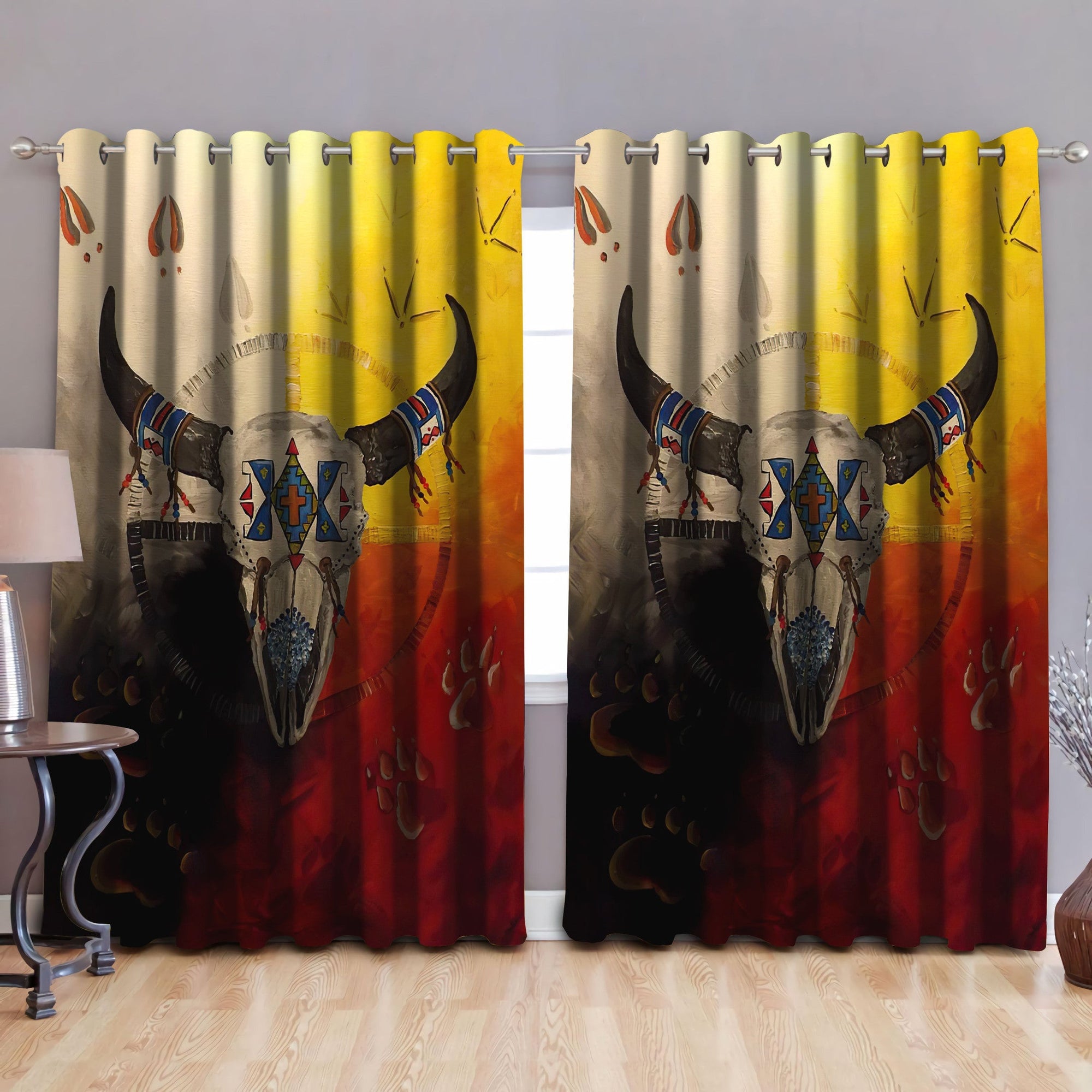 Native American Buffalo Pattern Blackout Thermal Grommet Window Curtains - Wonder Print Shop