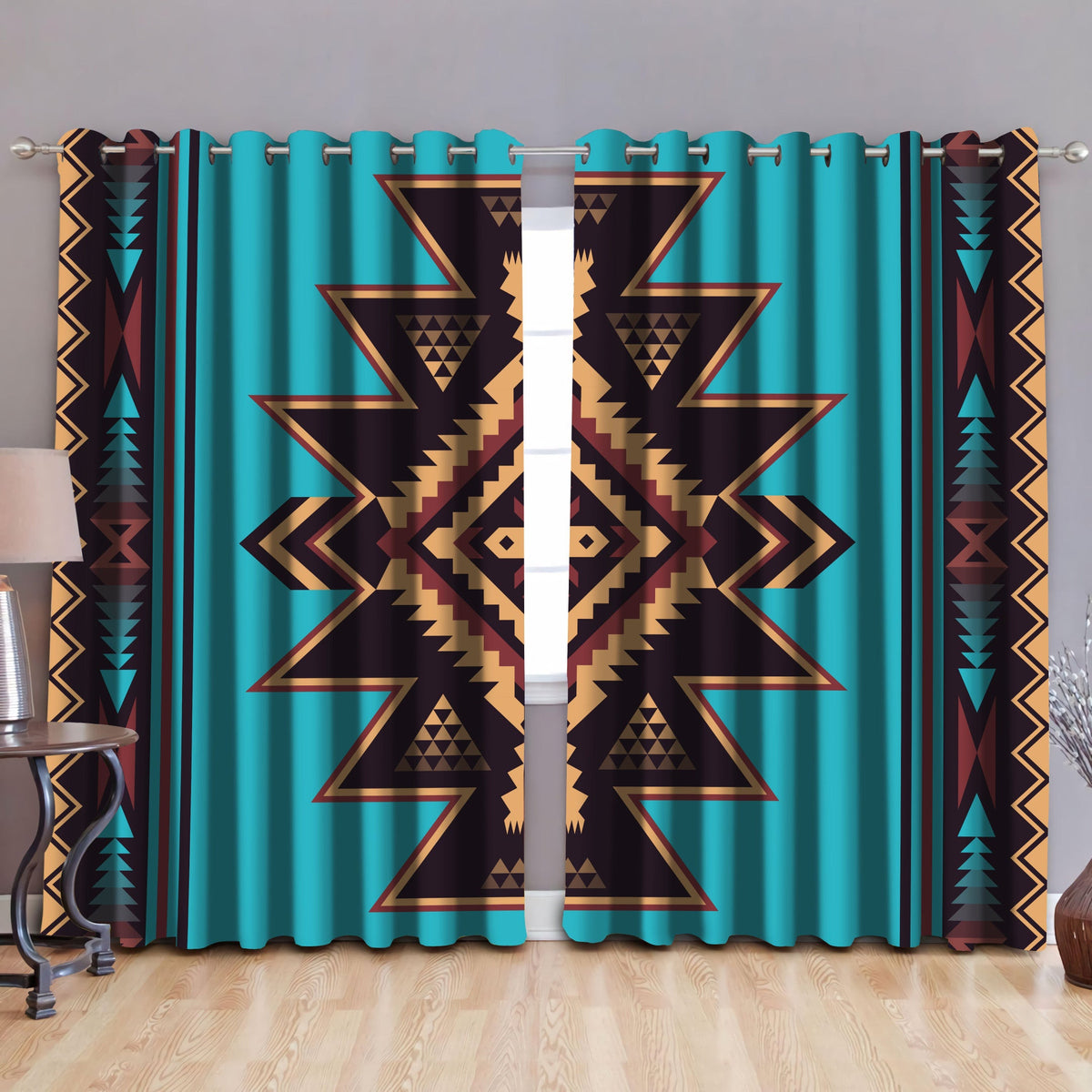 Native American Pattern Blackout Thermal Grommet Window Curtains - Wonder Print Shop