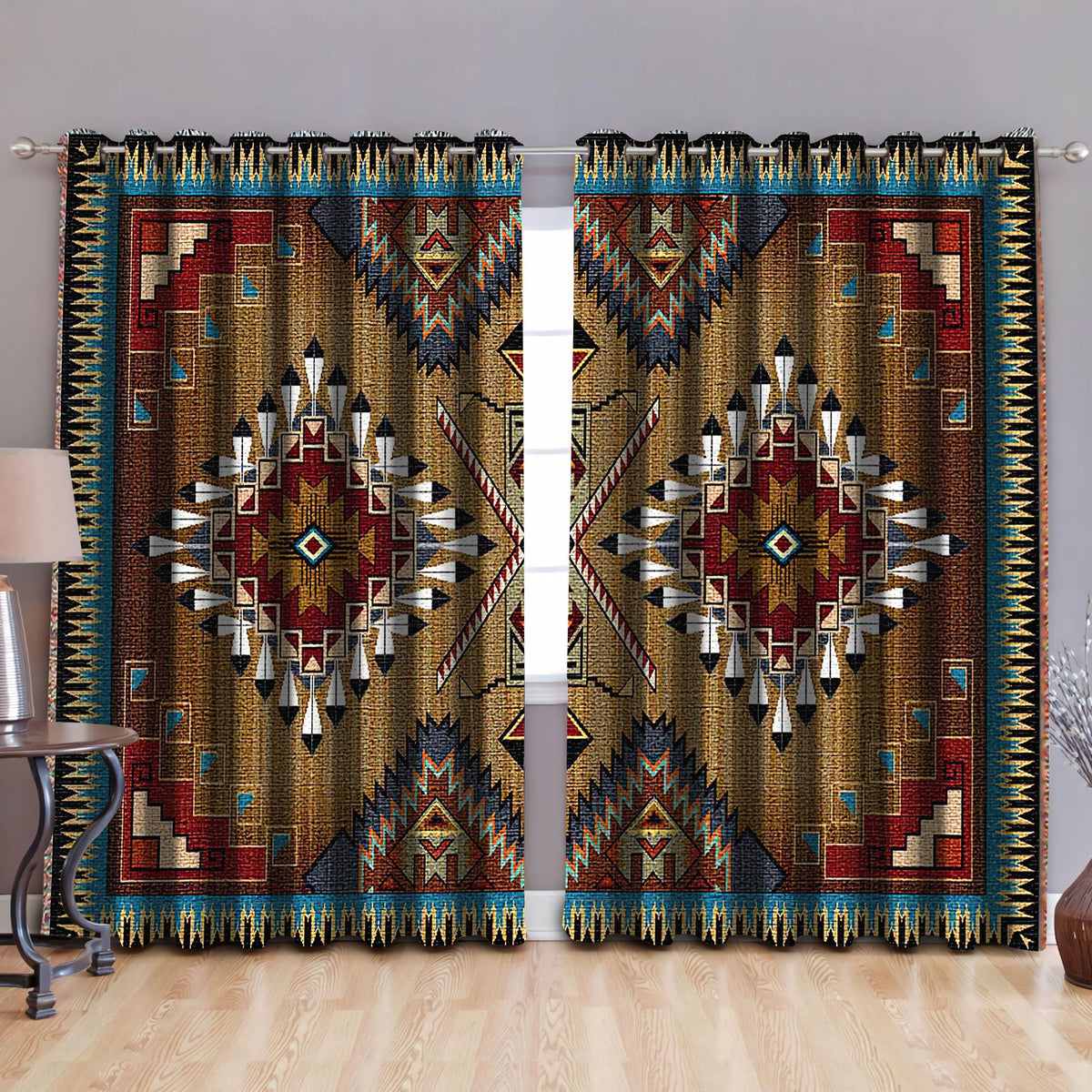 Native American Pattern Blackout Thermal Grommet Window Curtains - Wonder Print Shop