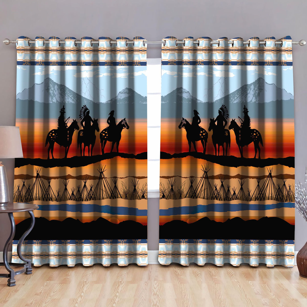 Native American Pattern Blackout Thermal Grommet Window Curtains - Wonder Print Shop