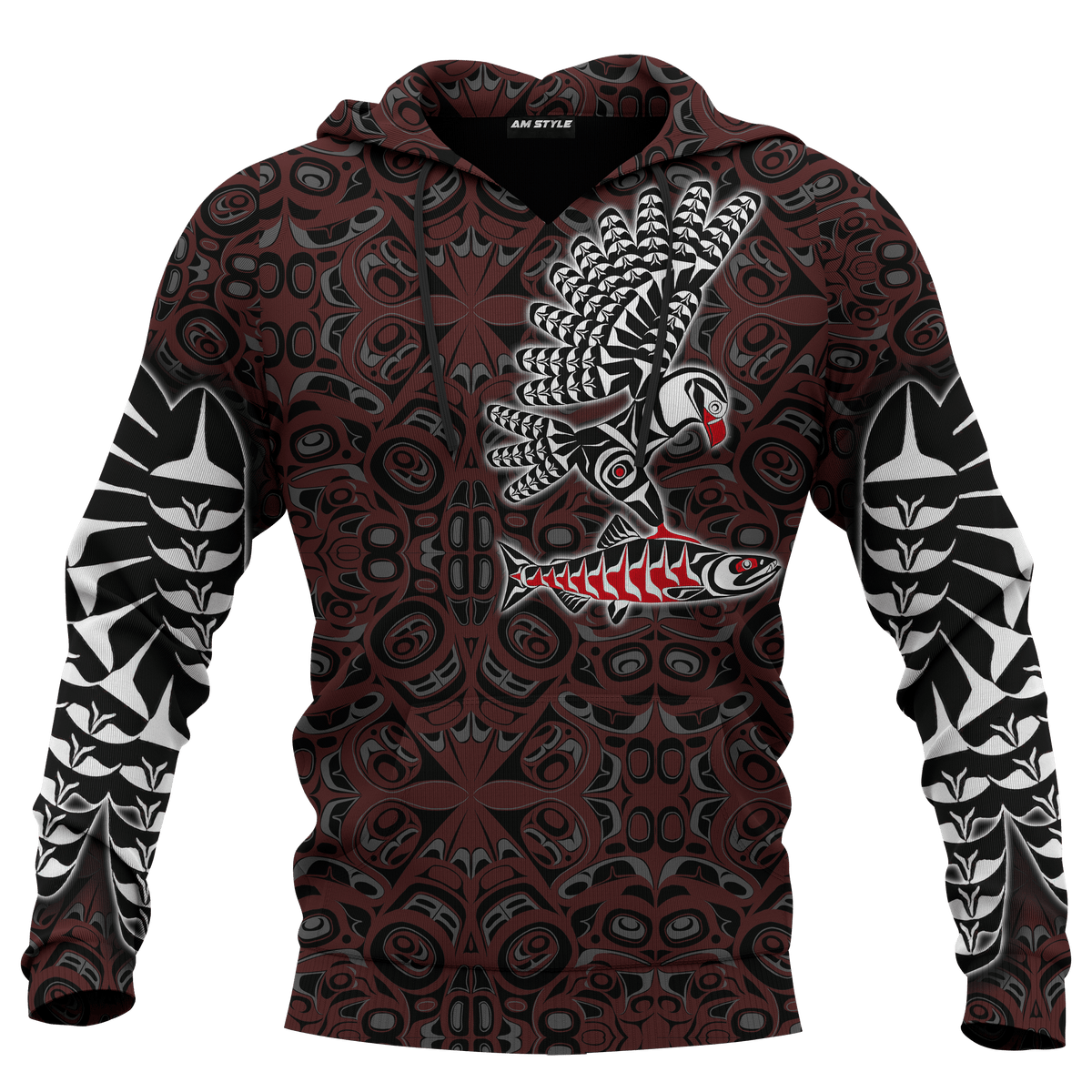 Eagle And Salmon Native American Pacific Northwest Style Customized All Over Printed Hoodie - Wonder Print Shop