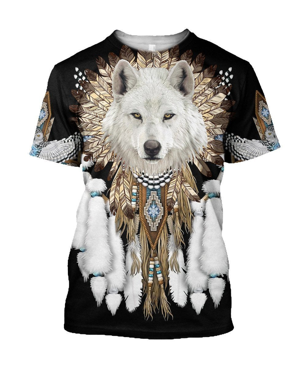 Native American Wolf Spirit All Over Printed T Shirt - Wonder Print Shop