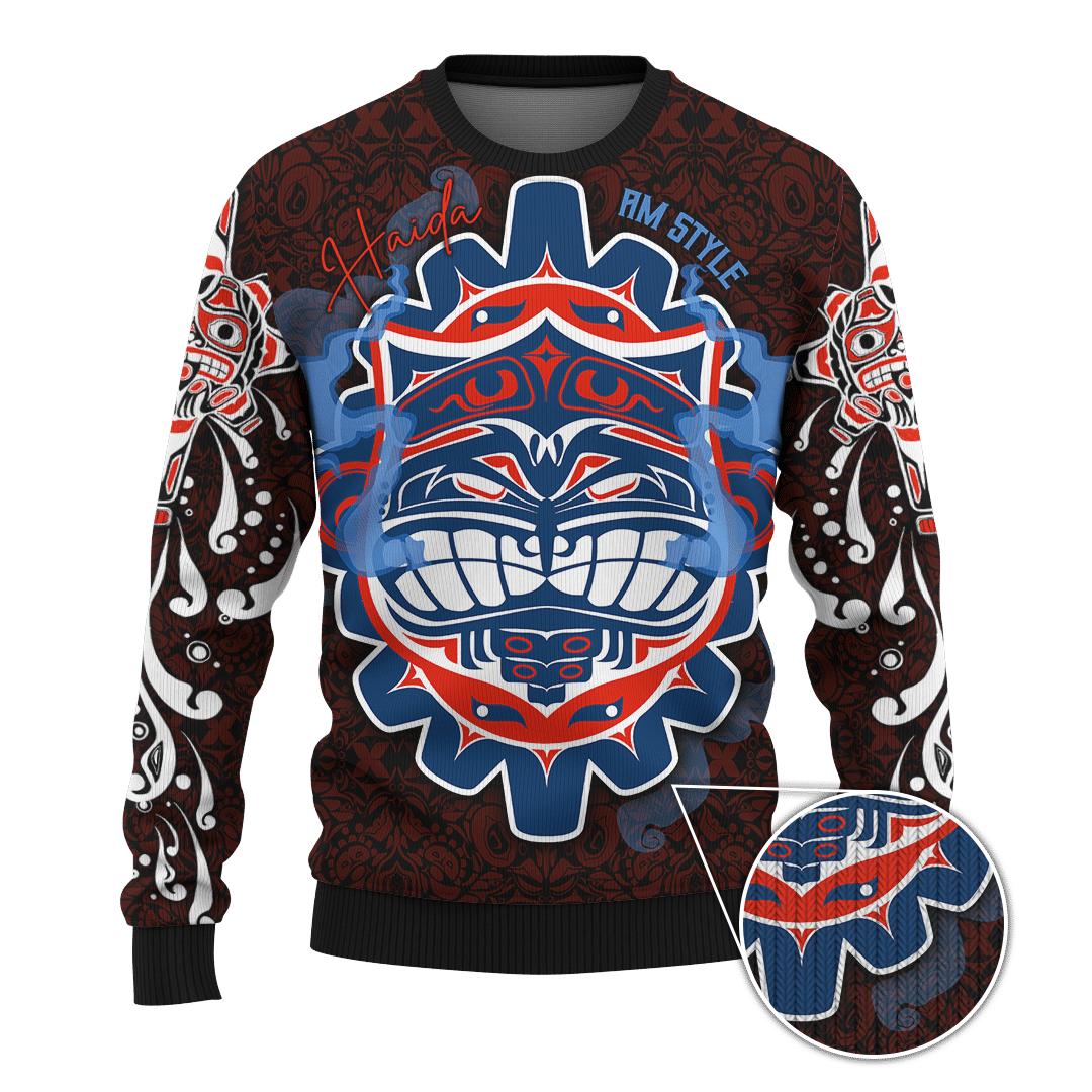 japanese-samurai-mask-native-american-pacific-northwest-style-customized-all-over-printed-sweater