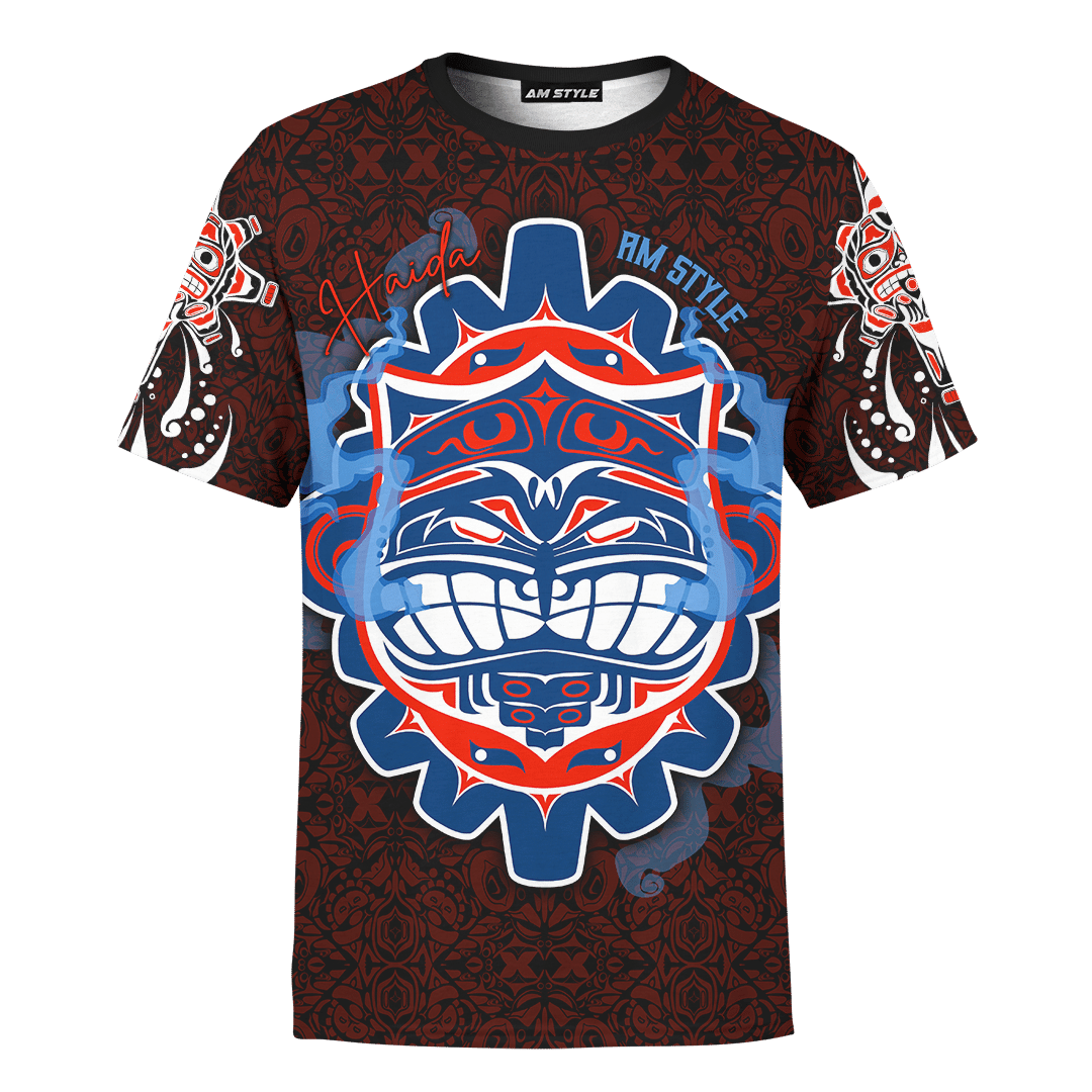 japanese-samurai-mask-native-american-pacific-northwest-style-customized-all-over-printed-t-shirt