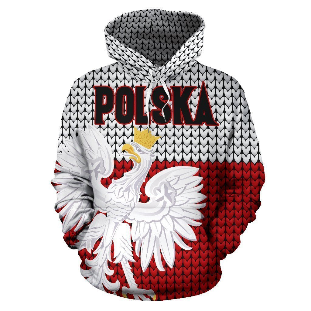 Polska - Poland Knitted Flag Hoodie - Wonder Print Shop