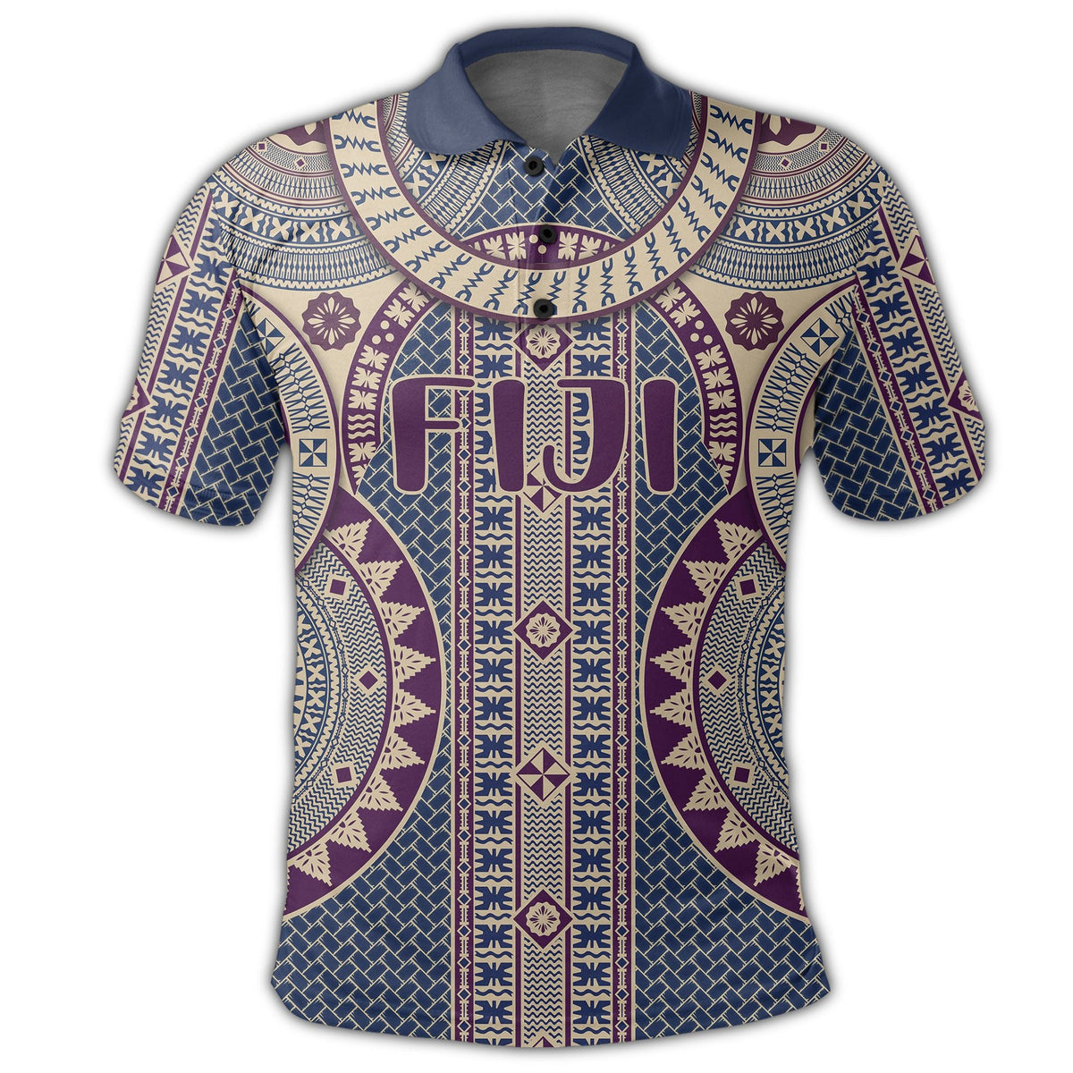 Fiji Polo Shirt Circle Tapa Fala Masi LT10 - Wonder Print Shop