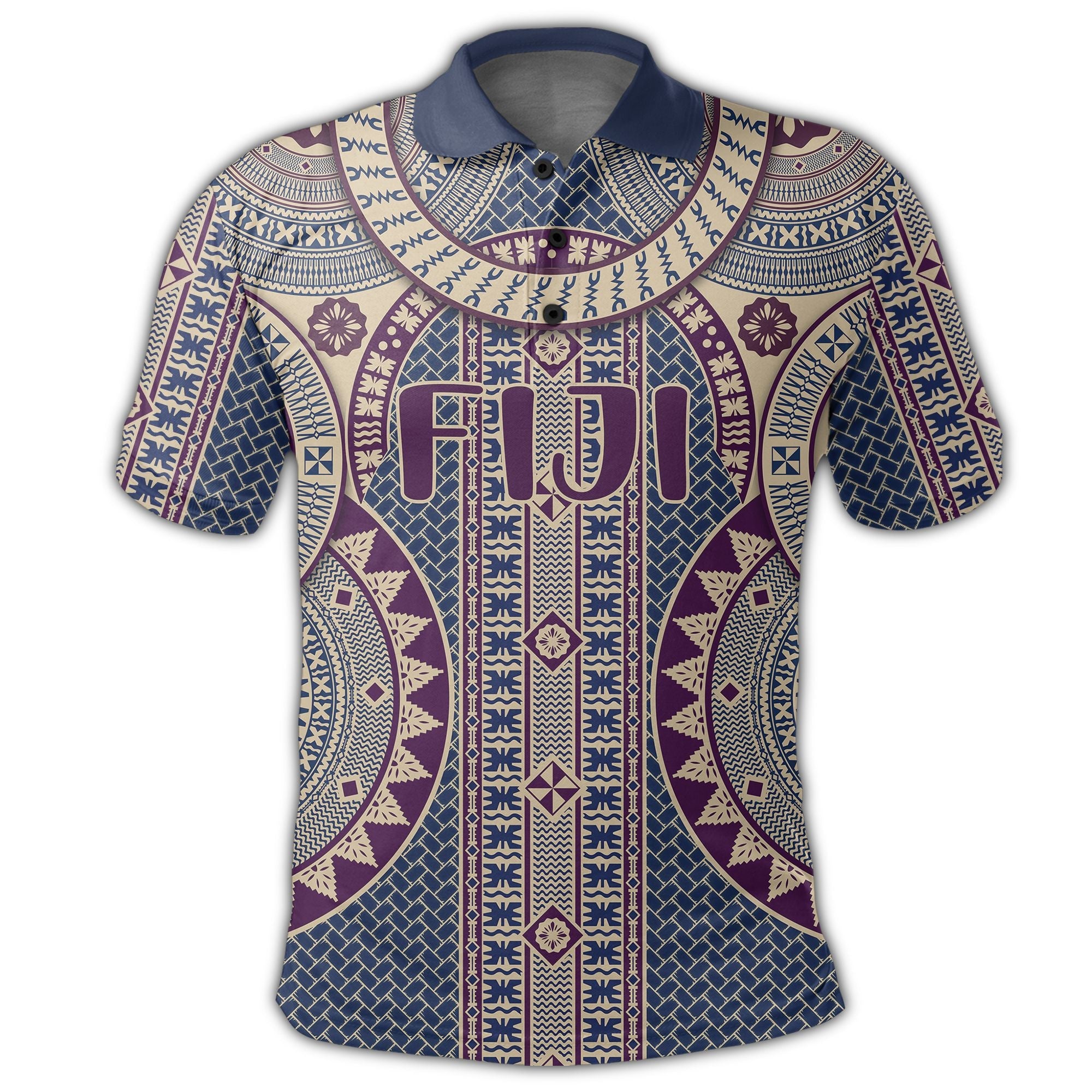 Fiji Polo Shirt Circle Tapa Fala Masi LT10 - Wonder Print Shop