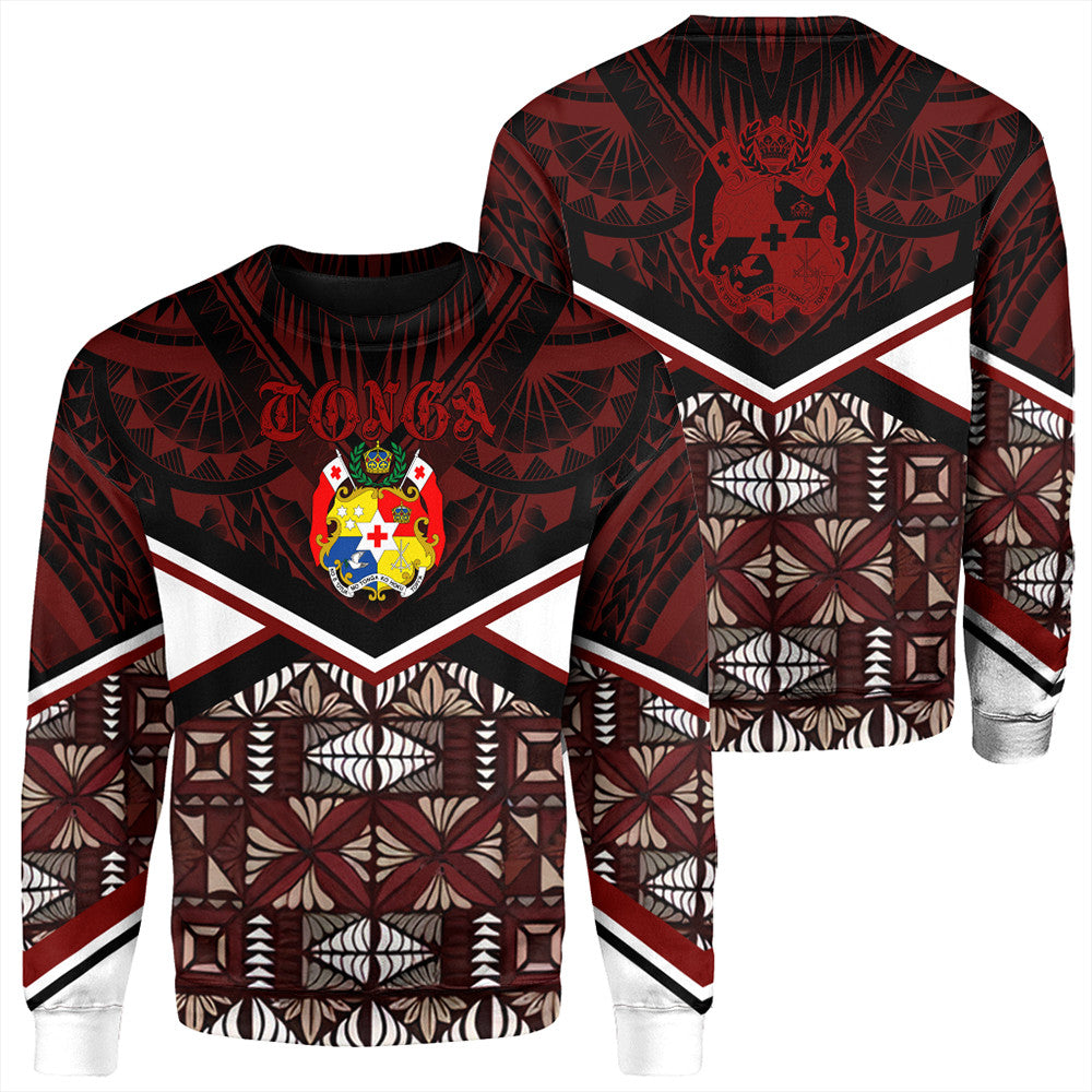 Wonder Print Shop Tonga Sweatshirt - Tonga Ngatu Kupesi Coat Of Arms Sweatshirt LT10 - Wonder Print Shop