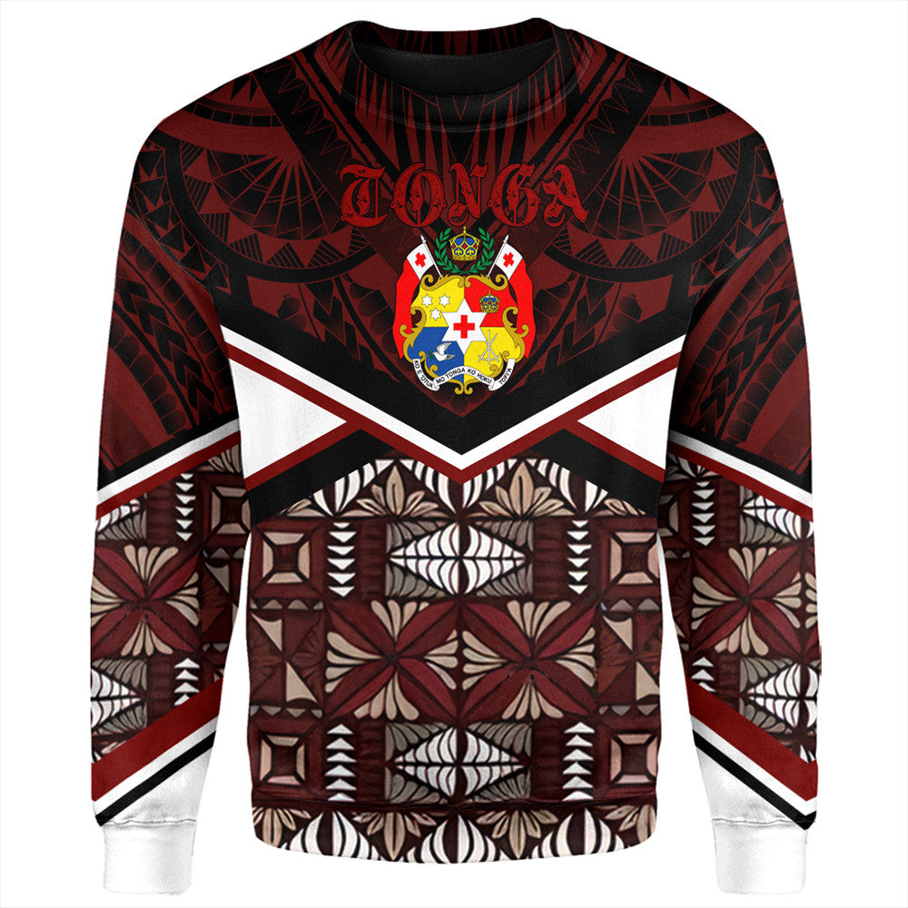 Wonder Print Shop Tonga Sweatshirt - Tonga Ngatu Kupesi Coat Of Arms Sweatshirt LT10 - Wonder Print Shop
