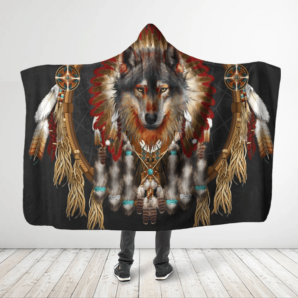 3d-all-over-printed-native-american-wolf-grey-red-wolf-hooded-blanket
