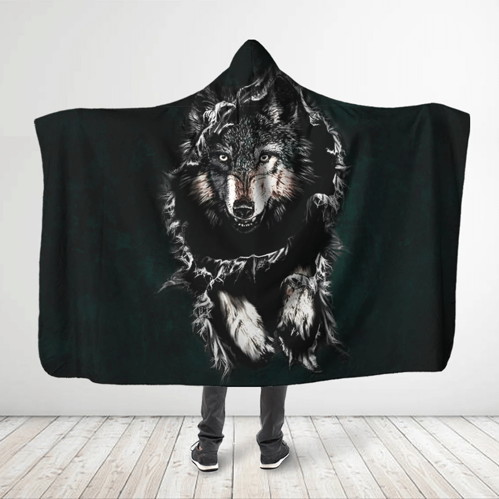 3d-all-over-printed-gray-wolf-in-the-dark-night-hooded-blanket