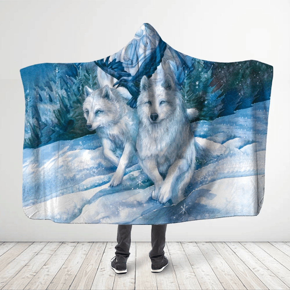 3d-all-over-printed-picturesque-couple-of-white-wolves-in-snow-night-hooded-blanket