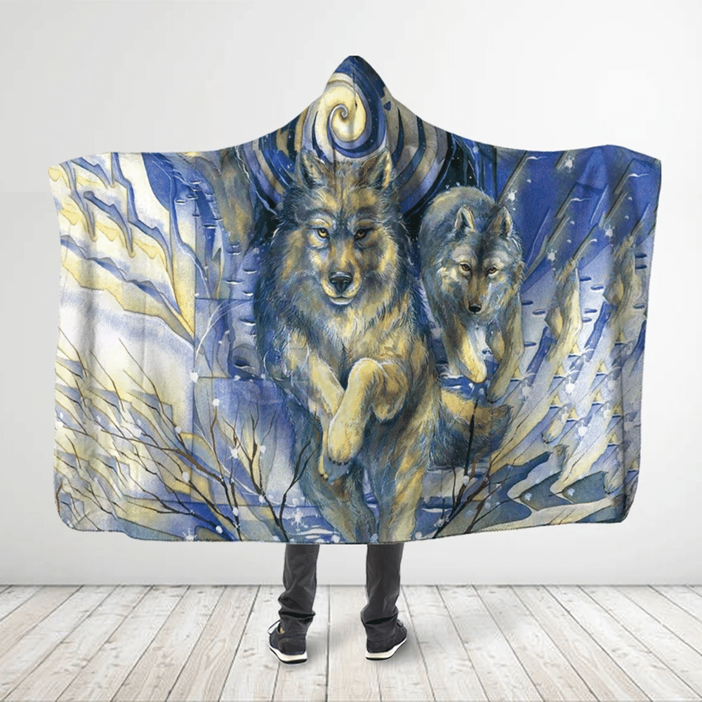 3d-all-over-printed-picturesque-wolves-running-in-snow-night-hooded-blanket
