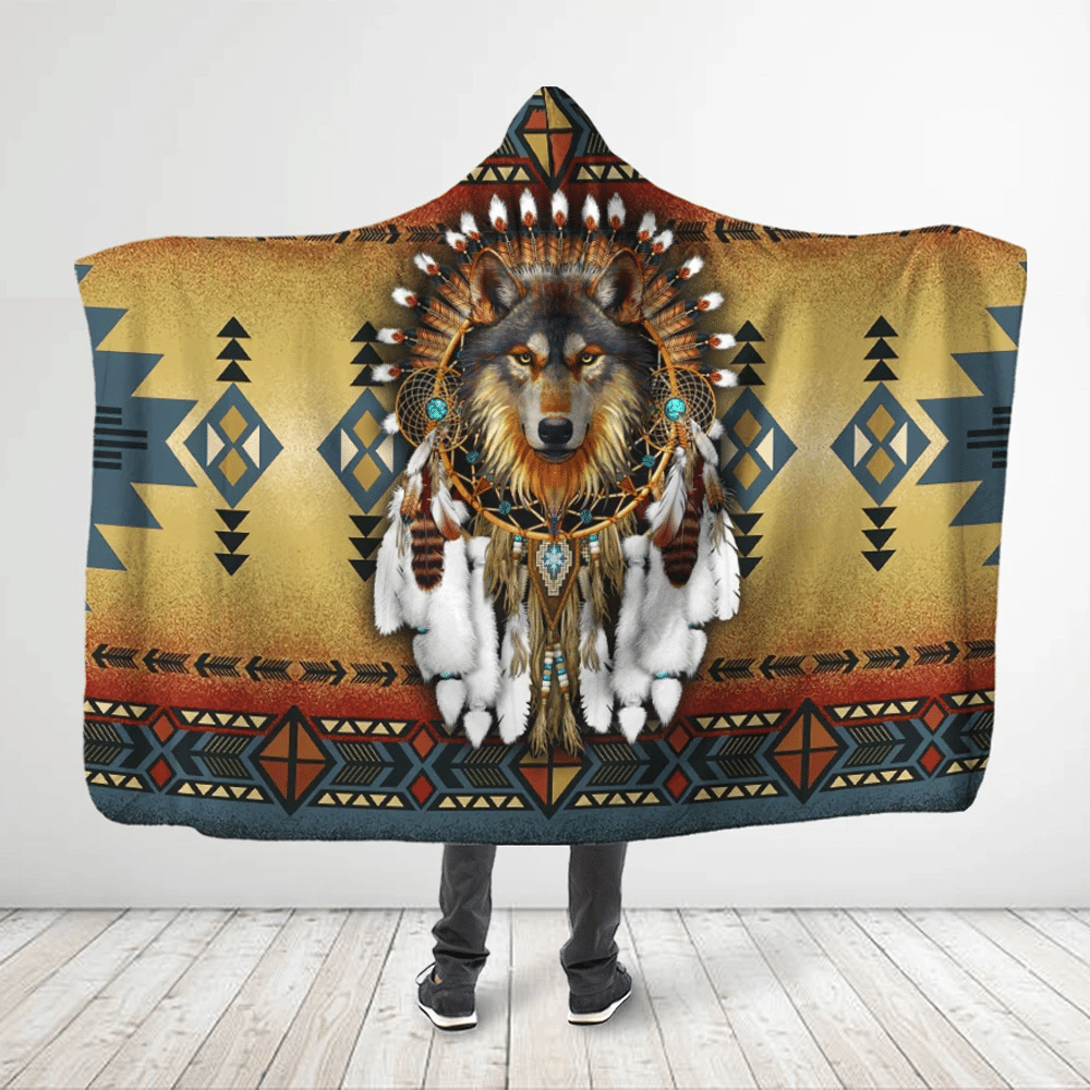 3d-all-over-printed-native-america-wolf-dreamcatcher-hooded-blanket
