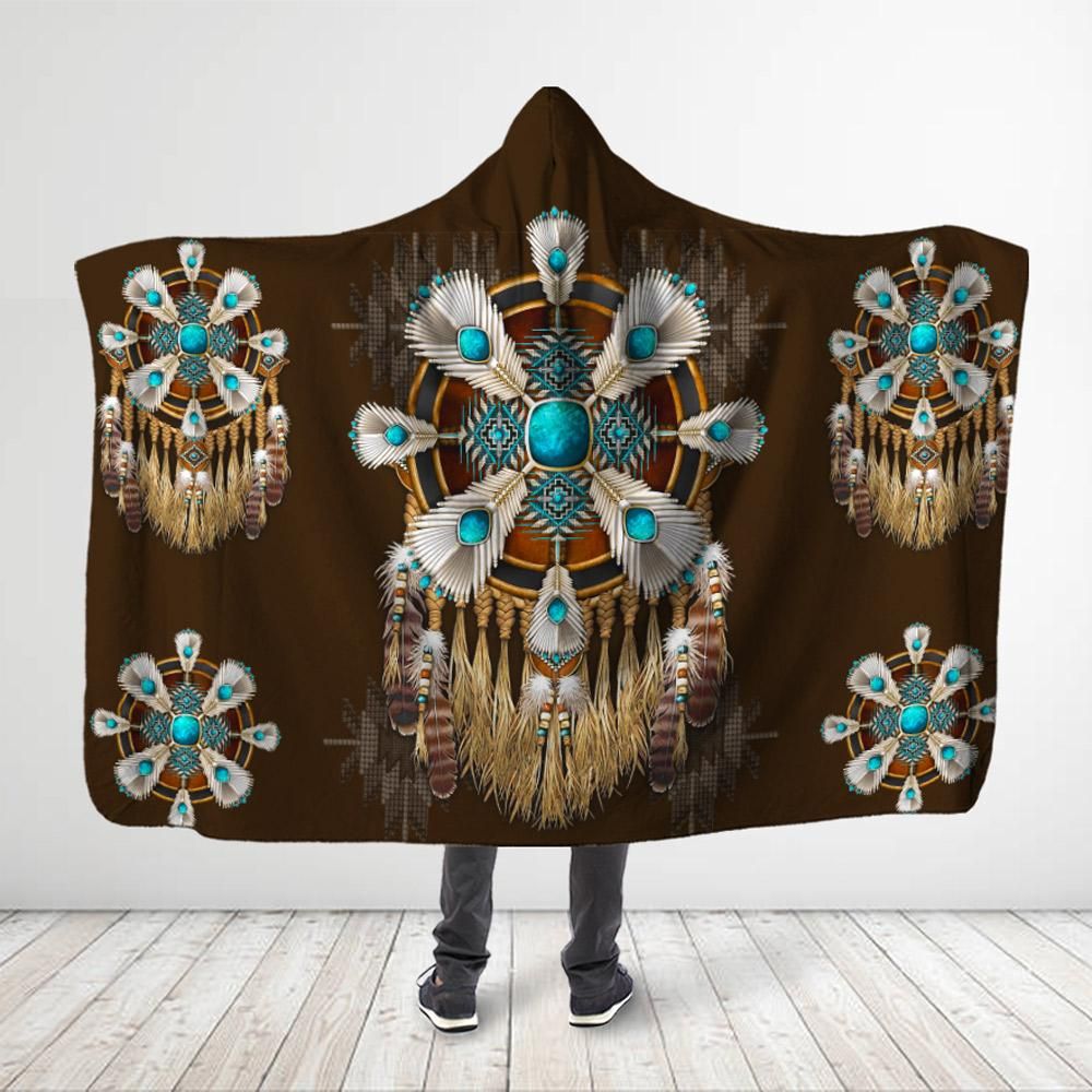 native-american-flower-symbols-dreamcatcher-hooded-blanket