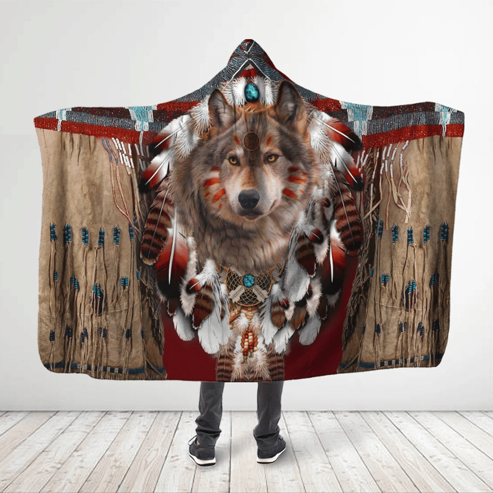 aborigine-style-3d-all-over-printed-native-american-red-wolf-king-hooded-blanket