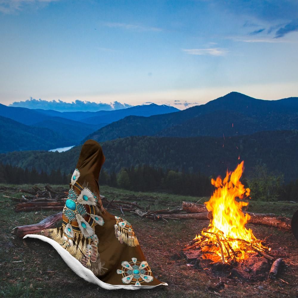 native-american-flower-symbols-dreamcatcher-hooded-blanket