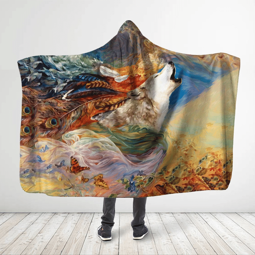 3d-all-over-printed-picturesque-white-brown-wolf-with-butterflies-hooded-blanket