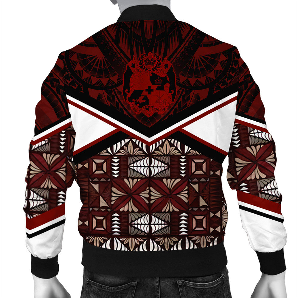 Wonder Print Shop Tonga Jacket - Tonga Ngatu Kupesi Coat Of Arms Bomber Jacket LT10 - Wonder Print Shop