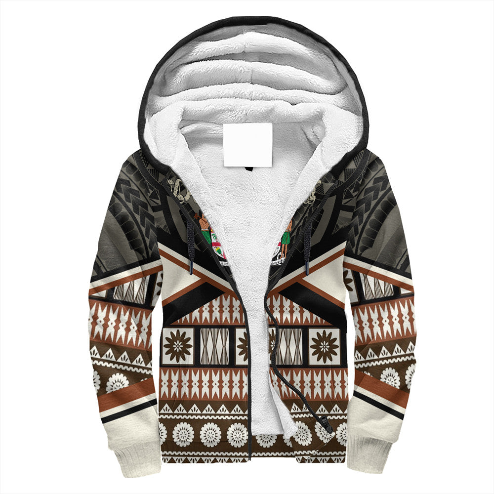 Wonder Print Shop Fiji Hoodie - Fiji Masi Coat Of Arms Sherpa Hoodie LT10 - Wonder Print Shop