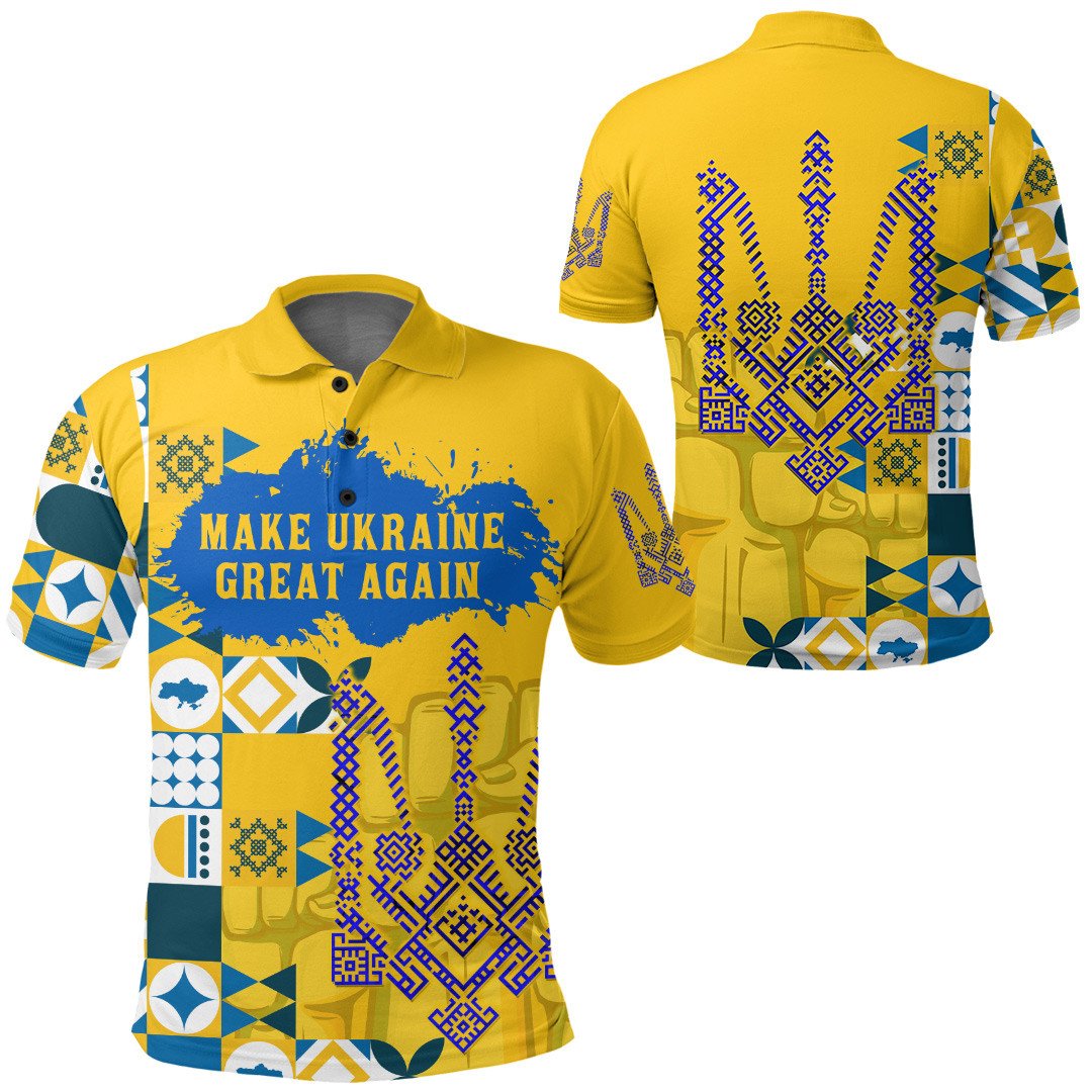 Ukraine Polo Shirt Make Ukraine Great Again RLT6 - Wonder Print Shop