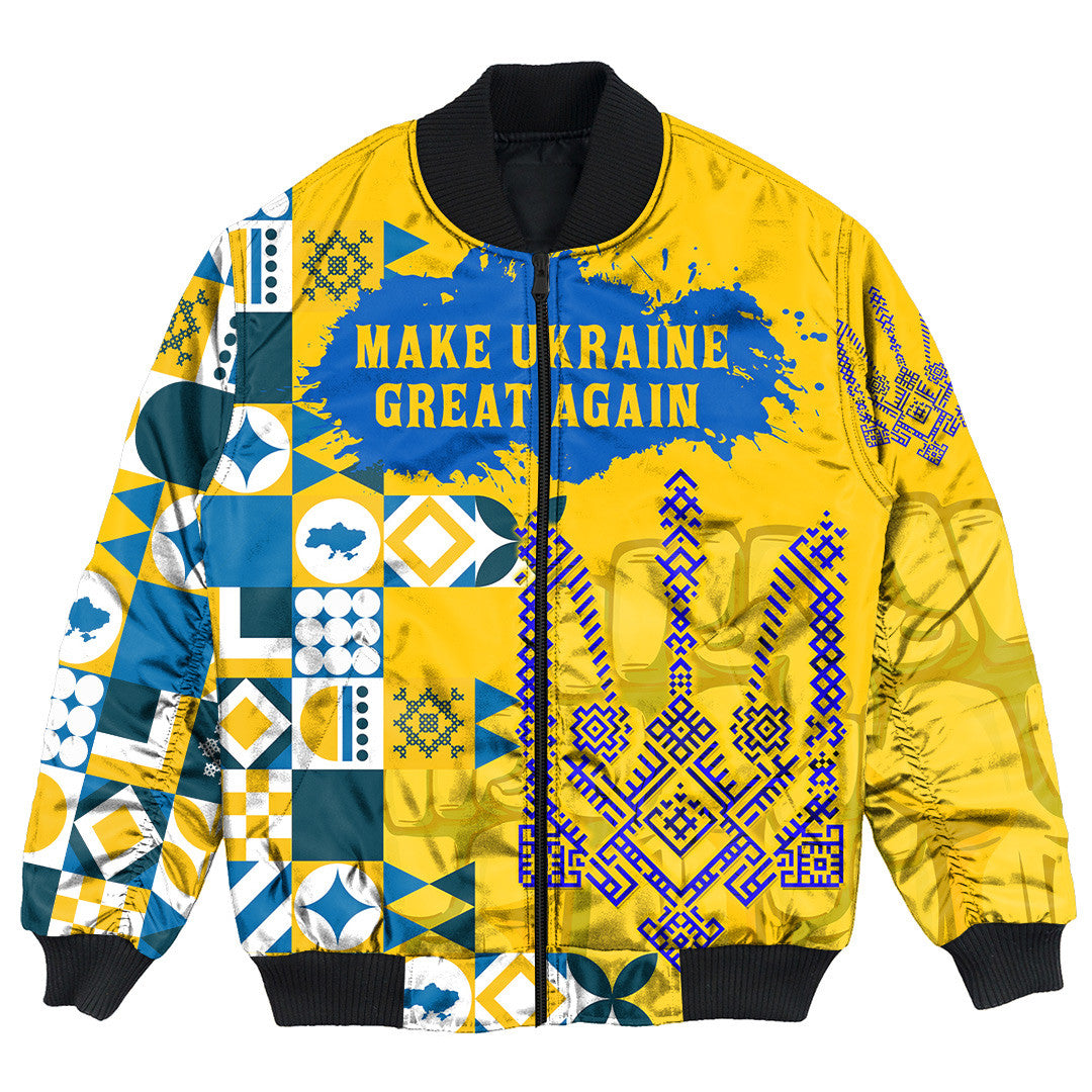 Ukraine Bomber Jacket Make Ukraine Great Again RLT6 - Wonder Print Shop