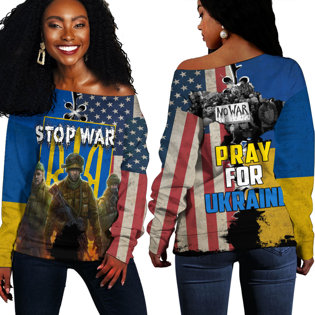 Love Ukraine Off Shoulder Sweaters RLT6 - Wonder Print Shop
