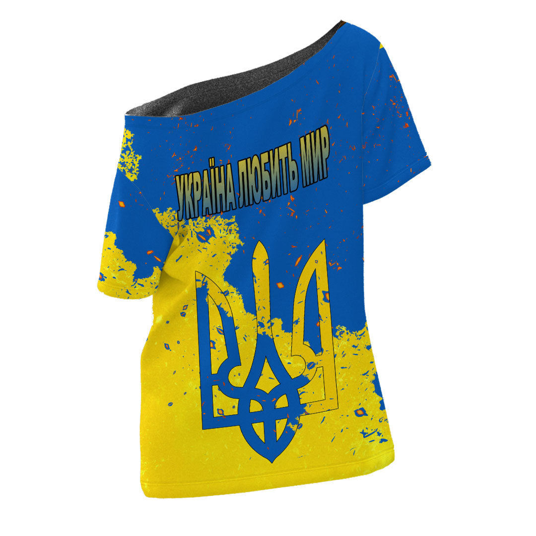 We Stand With Ukraine Off Shoulder T shirt RLT7 - Wonder Print Shop