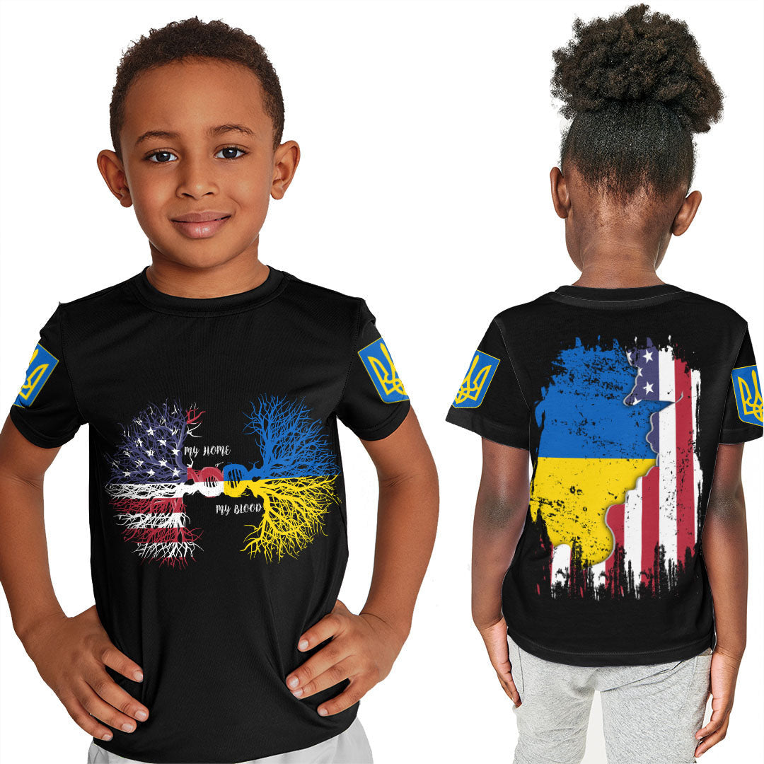 Ukraine With United States DNA T Shirt Kid RLT7 - Wonder Print Shop