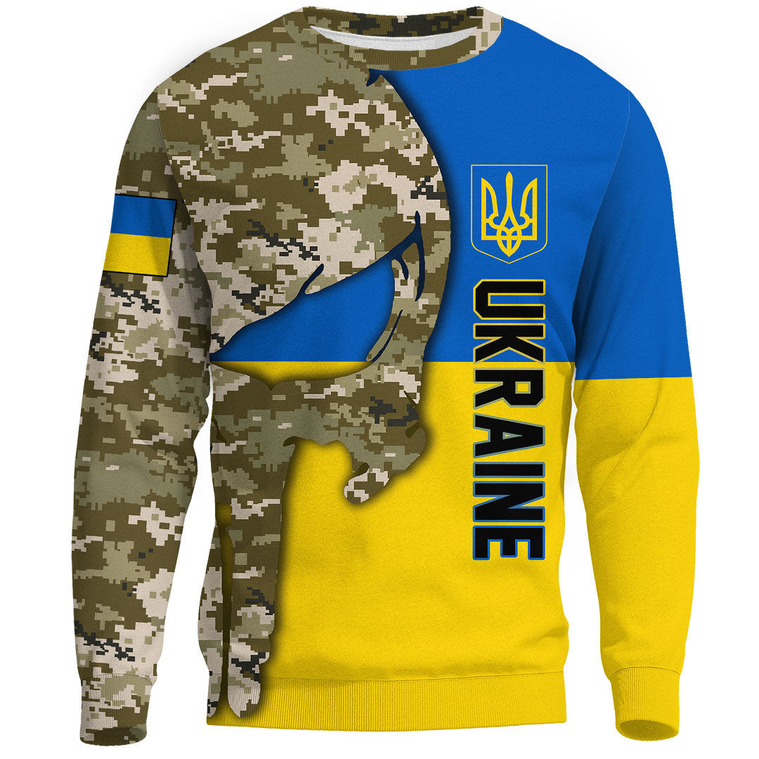 Ukraine Camo Skull Sweatshirt RLT7 - Wonder Print Shop