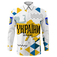 Ukraine Long Sleeve Button Shirt Ukraine Geo Style Long Sleeve Button Shirt LT10 - Wonder Print Shop