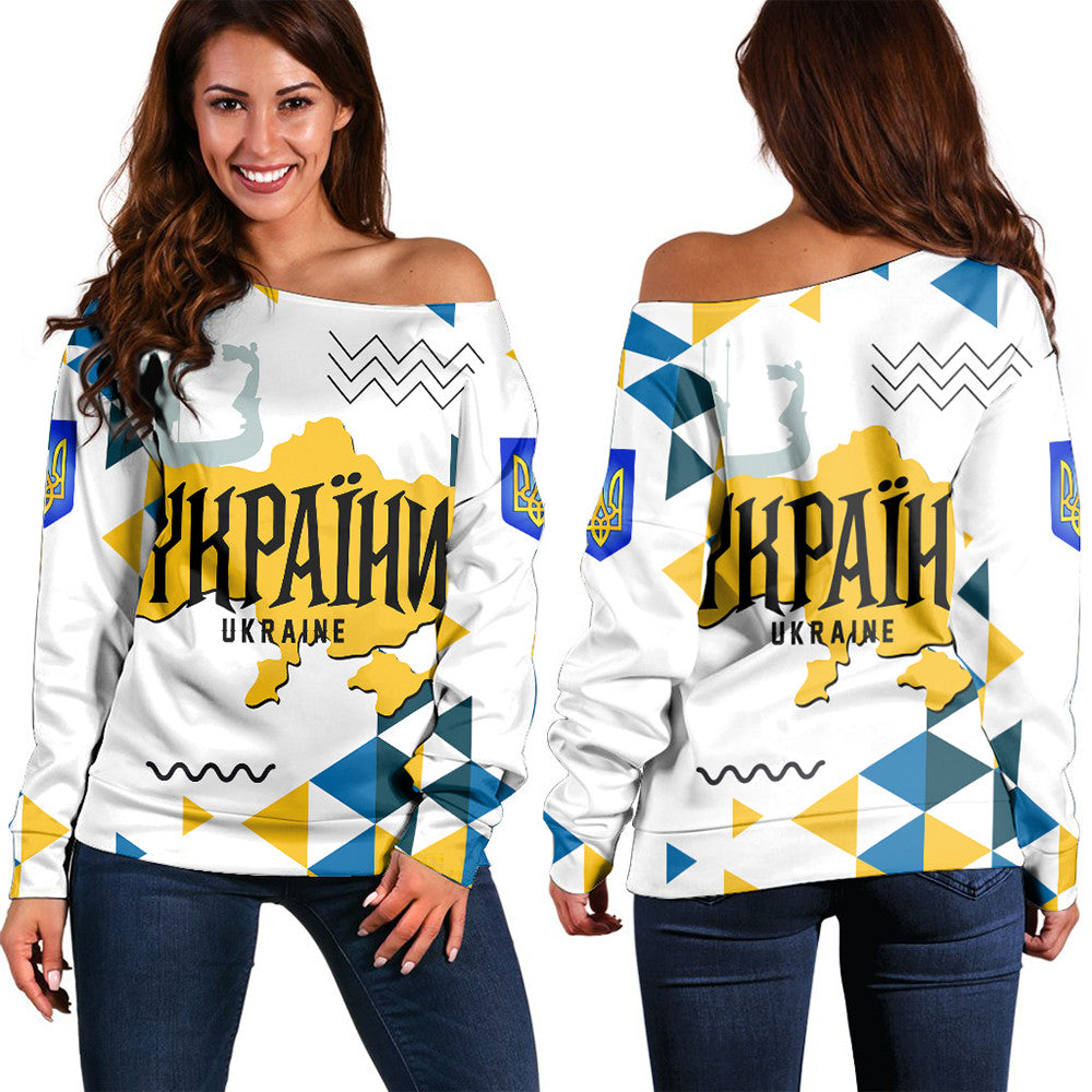 Ukraine Sweatshirt Ukraine Geo Style Women Off Shoulder LT10 - Wonder Print Shop