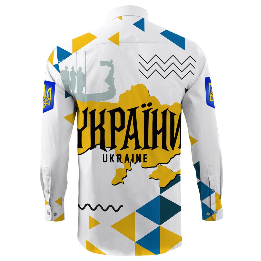Ukraine Long Sleeve Button Shirt Ukraine Geo Style Long Sleeve Button Shirt LT10 - Wonder Print Shop