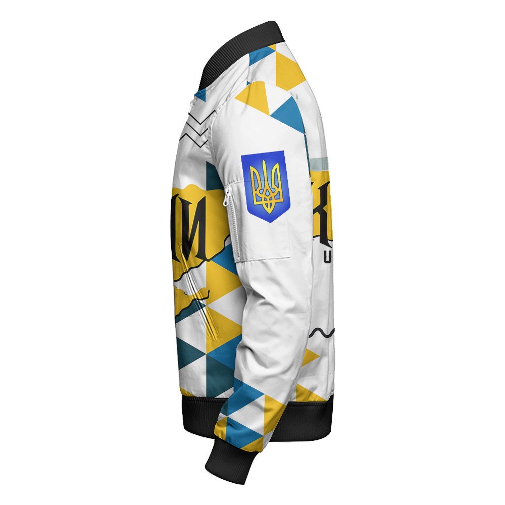 Wonder Print Shop Jacket - Ukraine Geo Style Sleeve Zip Bomber Jacket LT10 - Wonder Print Shop