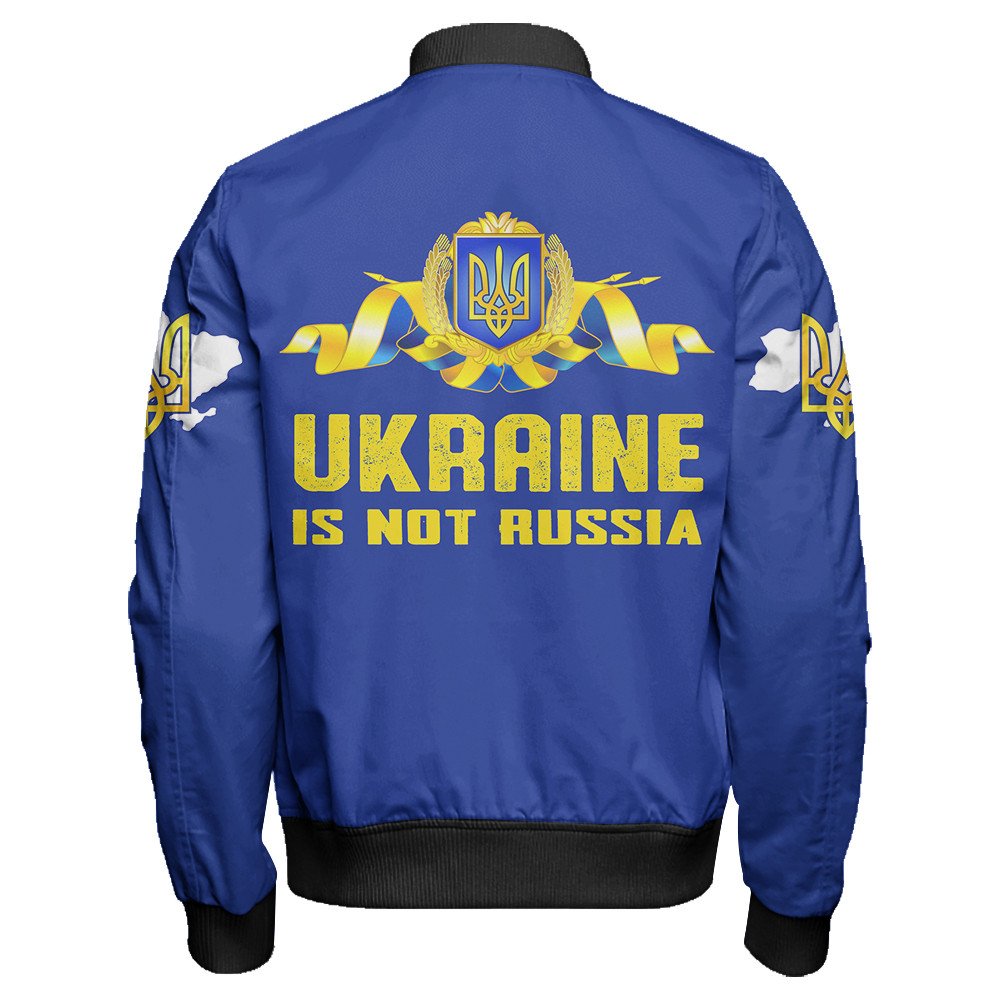 Wonder Print Shop Jacket - Ukraine Not Russia Sleeve Zip Bomber Jacket LT10 - Wonder Print Shop
