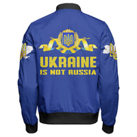 Wonder Print Shop Jacket - Ukraine Not Russia Sleeve Zip Bomber Jacket LT10 - Wonder Print Shop