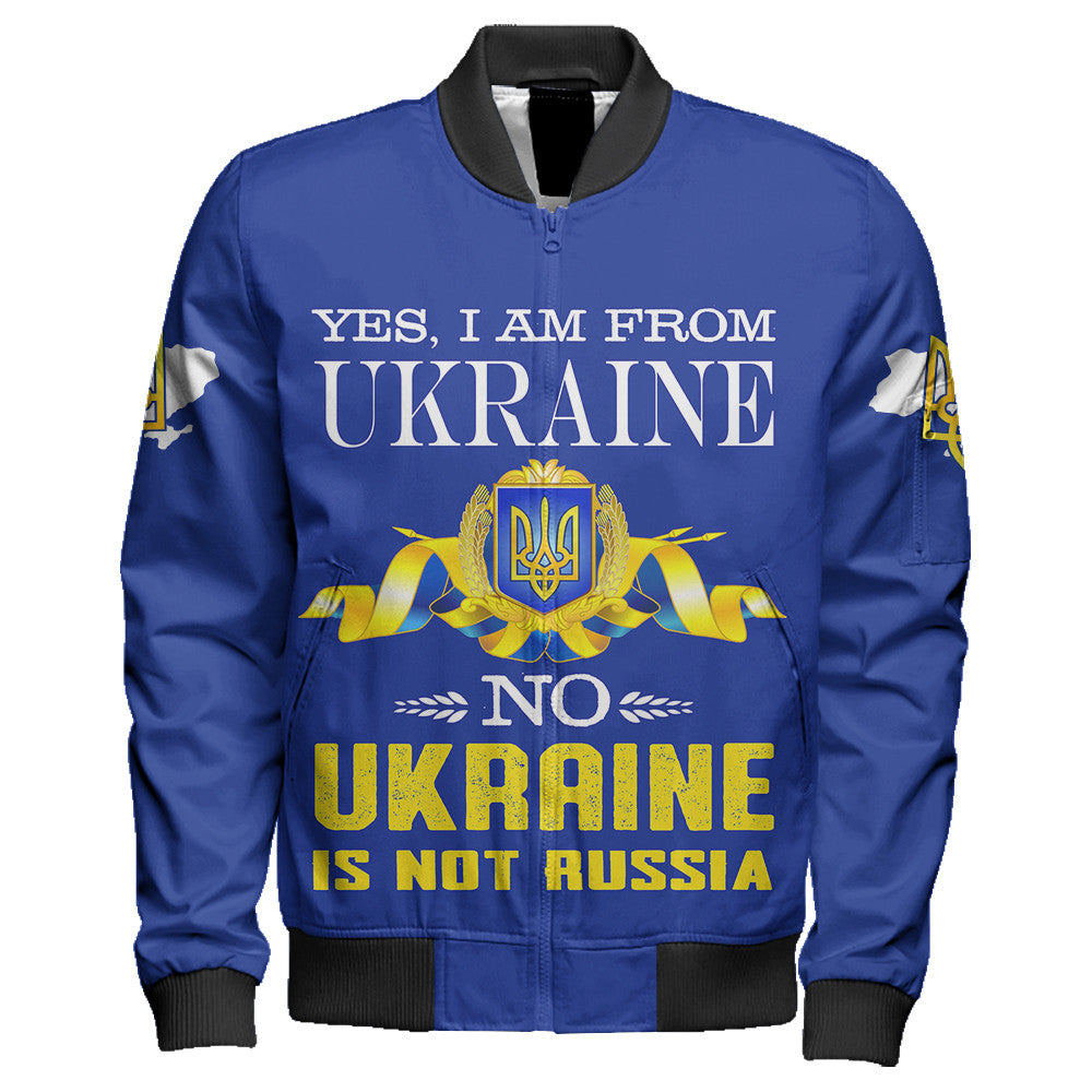 Wonder Print Shop Jacket - Ukraine Not Russia Sleeve Zip Bomber Jacket LT10 - Wonder Print Shop