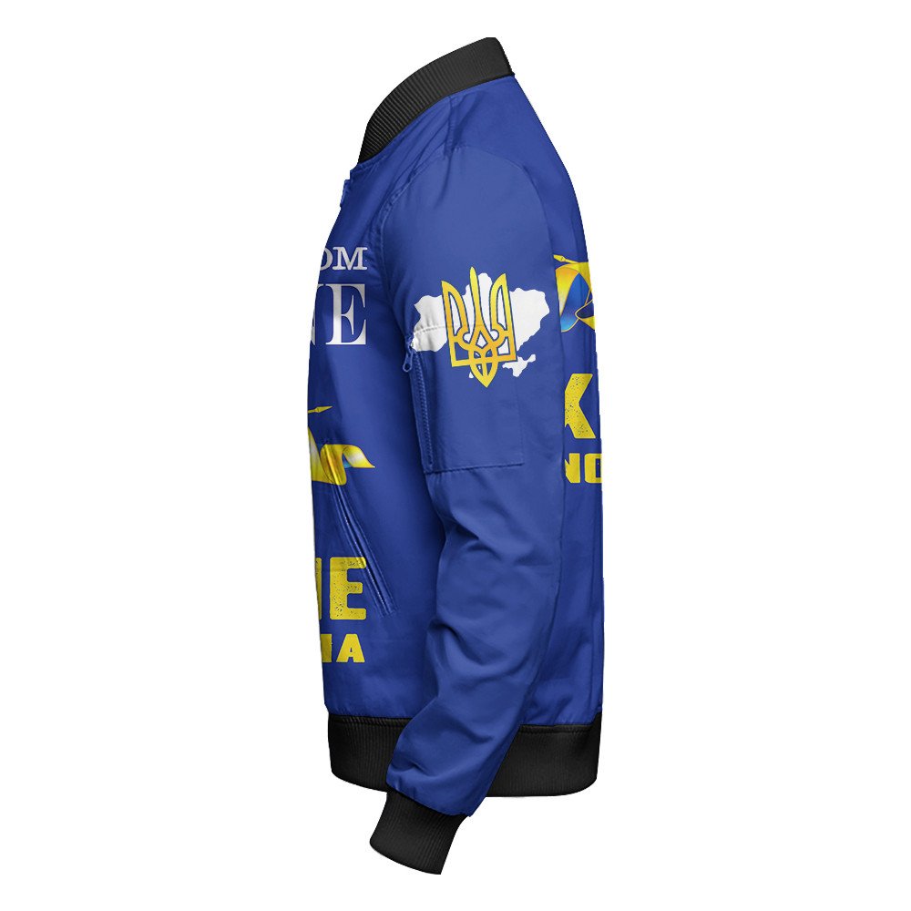 Wonder Print Shop Jacket - Ukraine Not Russia Sleeve Zip Bomber Jacket LT10 - Wonder Print Shop