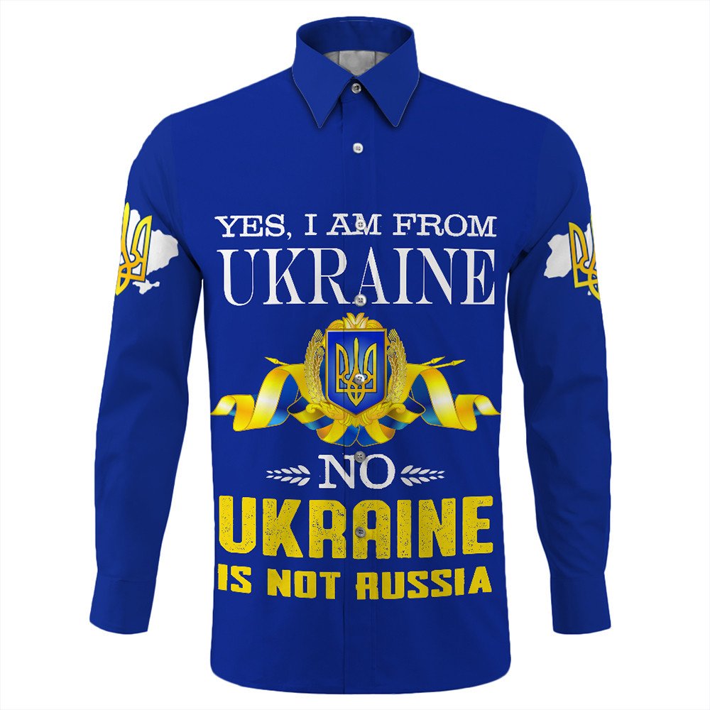 Ukraine Long Sleeve Button Shirt Ukraine Not Russia Long Sleeve Button Shirt LT10 - Wonder Print Shop