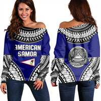 Wonder Print Shop Sweatshirt - American Samoa Tattoo Chief Women Off Shoulder LT10 - Wonder Print Shop