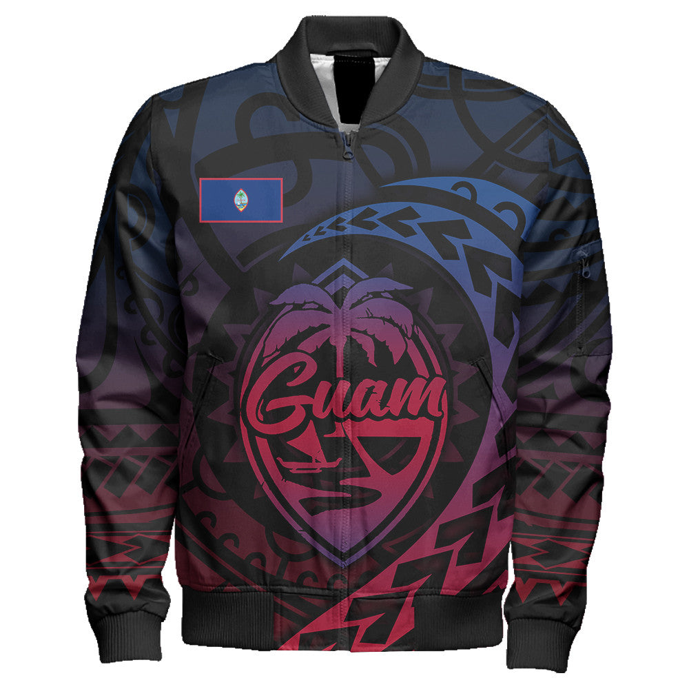 Wonder Print Shop Jacket - Guam Rising Style Sleeve Zip Bomber Jacket LT10 - Wonder Print Shop