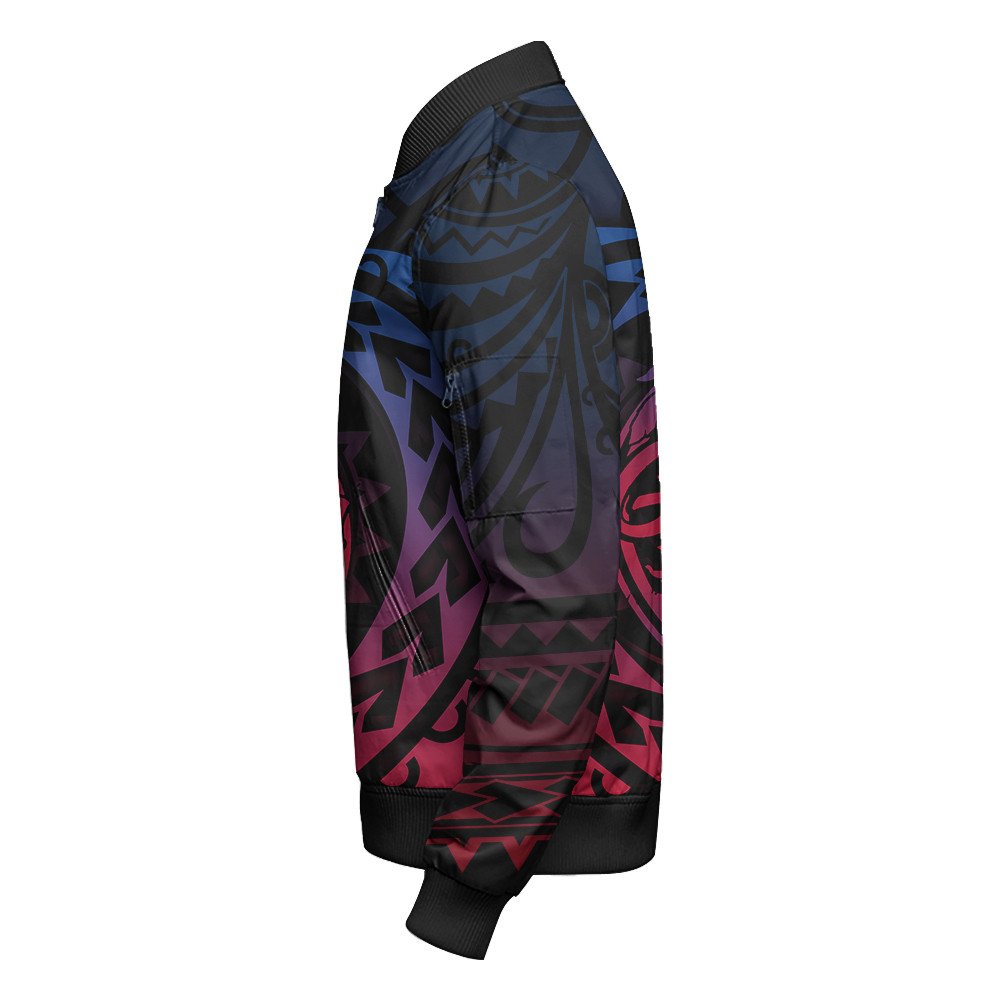 Wonder Print Shop Jacket - Guam Rising Style Sleeve Zip Bomber Jacket LT10 - Wonder Print Shop