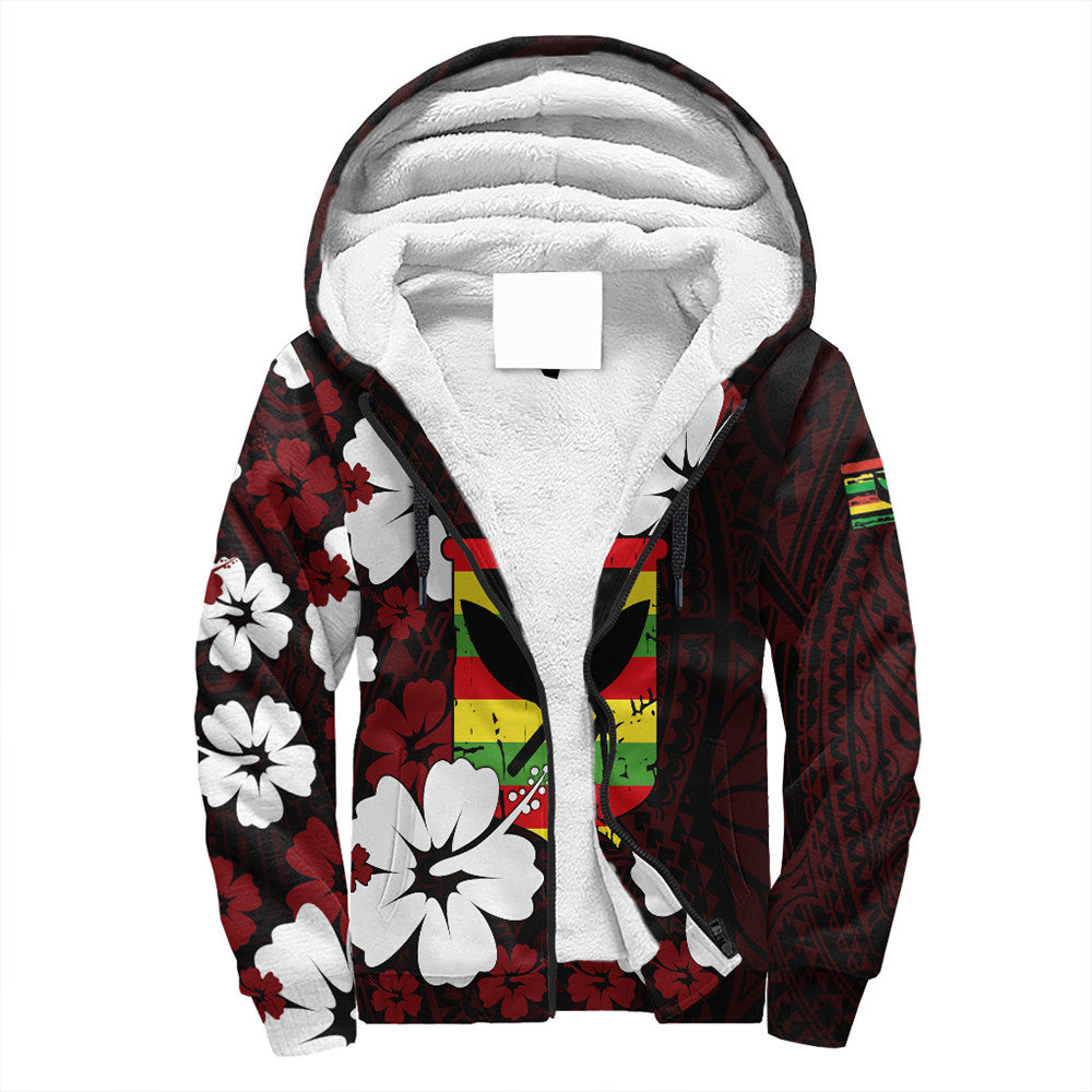 Wonder Print Shop Hoodie - Hawaii Kanaka Hibiscus Style Sherpa Hoodie LT10 - Wonder Print Shop
