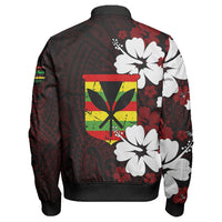 Wonder Print Shop Jacket - Hawaii Kanaka Hibiscus Style Sleeve Zip Bomber Jacket LT10 - Wonder Print Shop