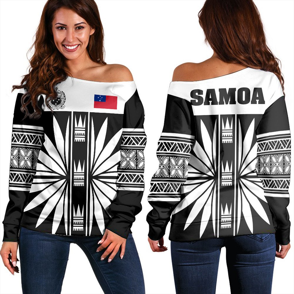 Wonder Print Shop Sweatshirt - Samoa Black Saturday Women Off Shoulder LT10 - Wonder Print Shop