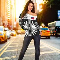 Wonder Print Shop Sweatshirt - Samoa Black Saturday Women Off Shoulder LT10 - Wonder Print Shop